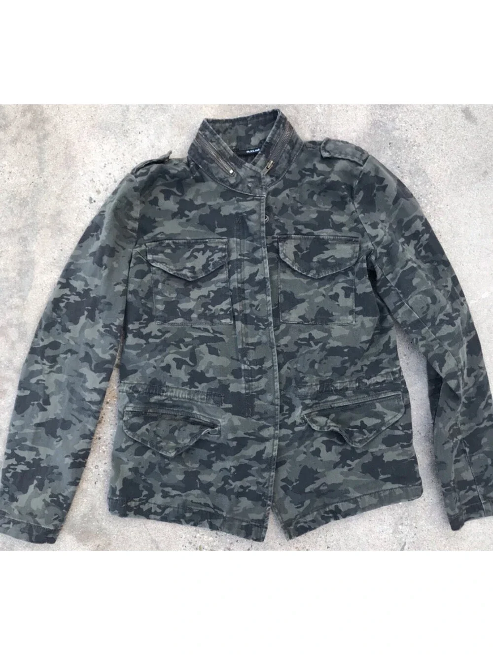 A.N.A. A New Approach Women Green Camo Denim XS Jacket
